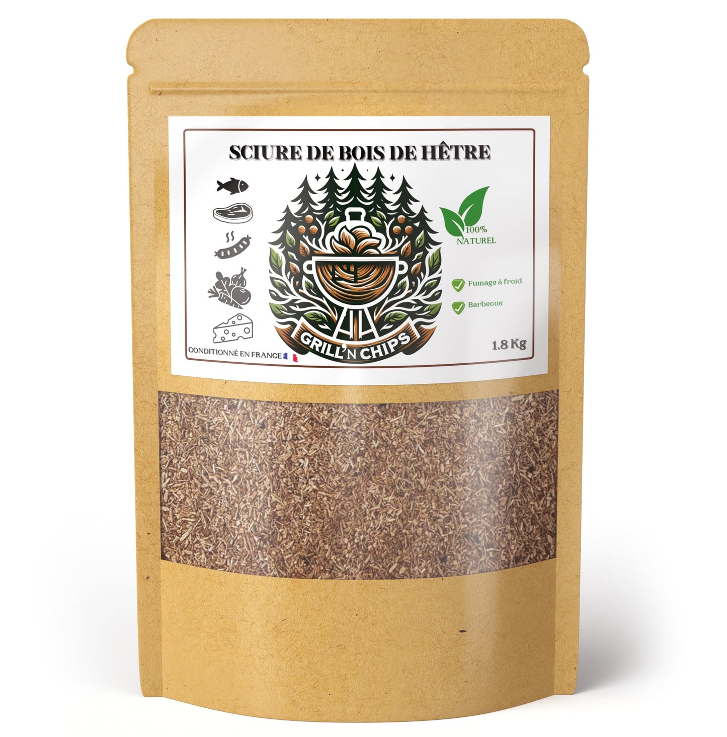 Sachet de 1.8KG de sciure de bois de hêtre